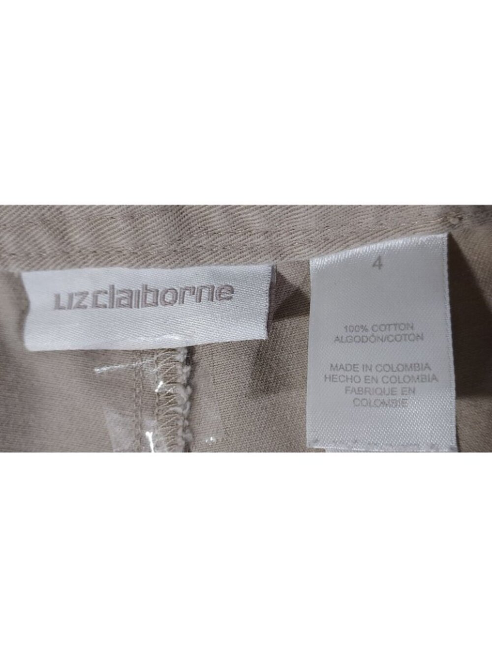 Shorts Liz Claiborne Khaki 100% Cotton Golf Size 4 Beach Boat - Picture 10 of 12